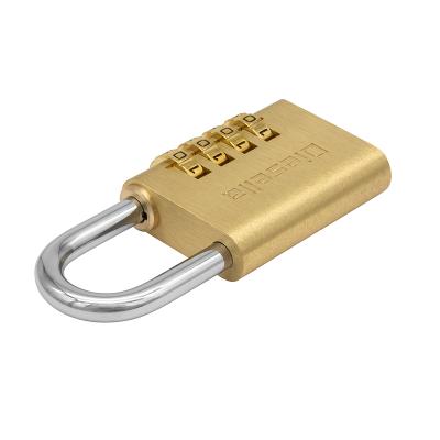 Kodehængelås 38 mm i messinghus og stålbøjle med 4 cifret kodelås (10.000 kombinationer)